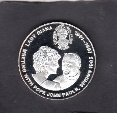 Beschrijving: 5 Francs POPE JOHN PAUL II 